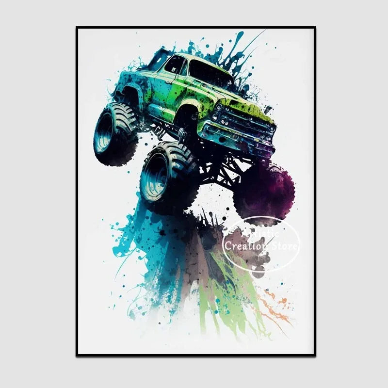 Plakat monster truck akwarela dla chłopca Wzór 2