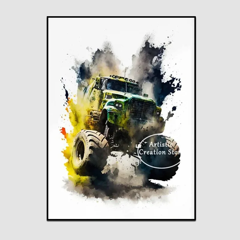 Plakat monster truck akwarela dla chłopca Wzór 6