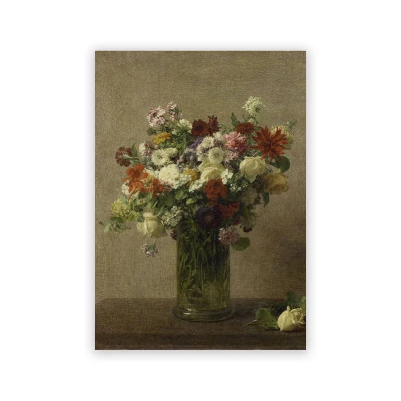 Moody Victorian - mroczny plakat kwiatowy vintage Granatowy
