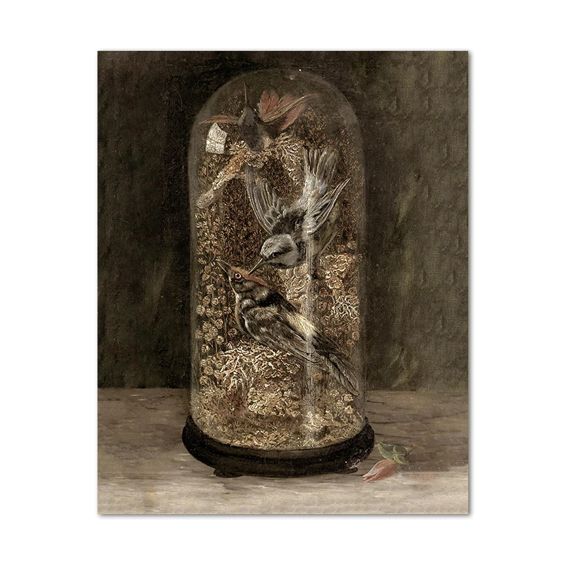 Moody Victorian - mroczny plakat kwiatowy vintage Pomarańczowy
