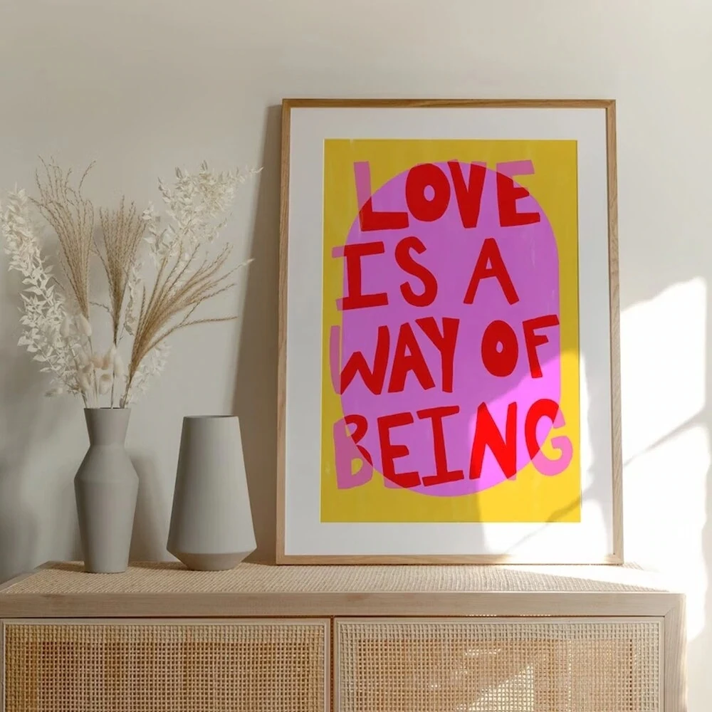 Plakat More Amor - kolorowa grafika maksymalistyczna Jasnoszary