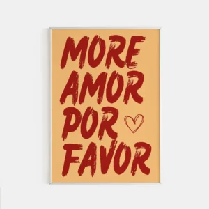 Plakat More Amor Por Favor - kolorowa typografia Burgundia