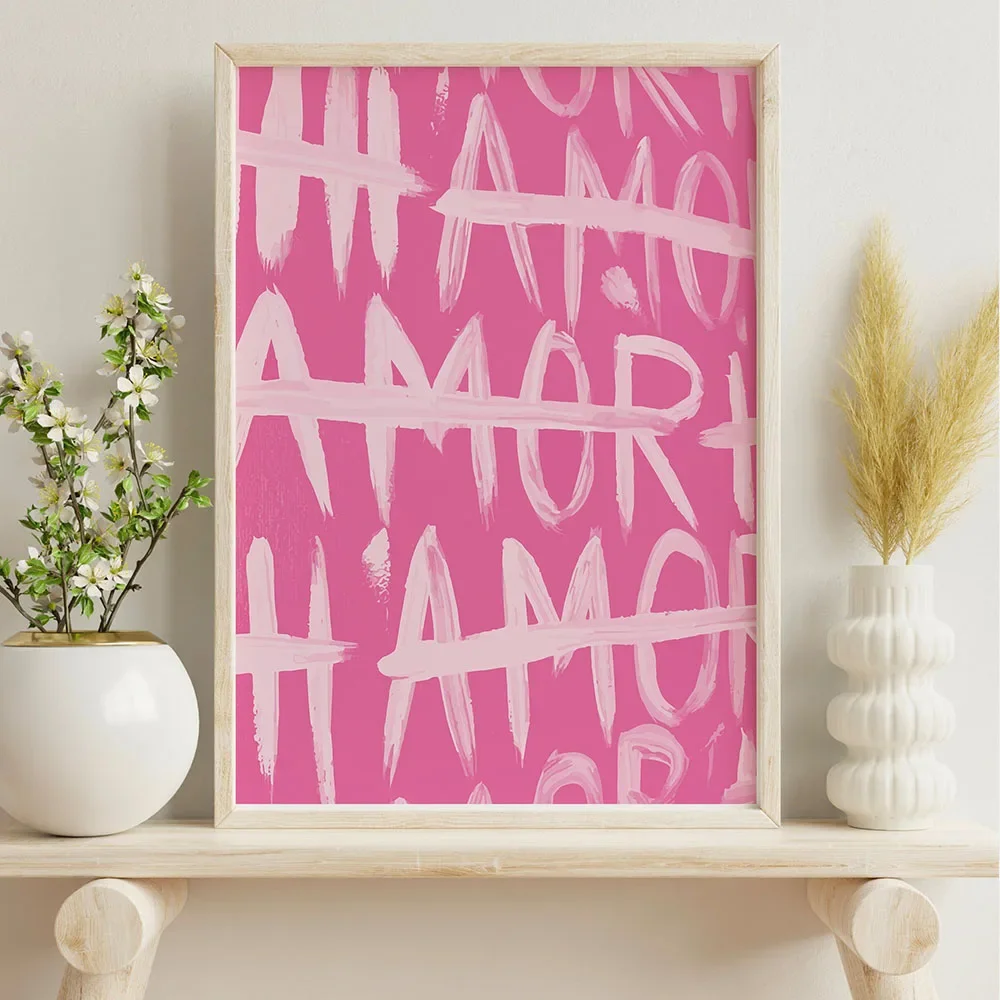 Plakat More Amor Por Favor - kolorowa typografia Niebieski