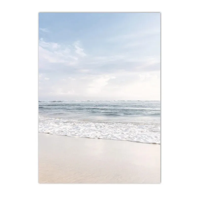 Plakat morska fala i muszle na plaży Brązowy