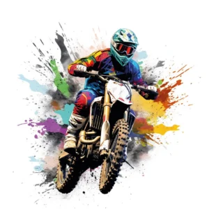 Motocross - plakat akwarelowy Biały