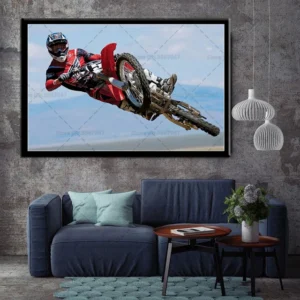 Plakat z motocrossem freestyle Jasnożółty