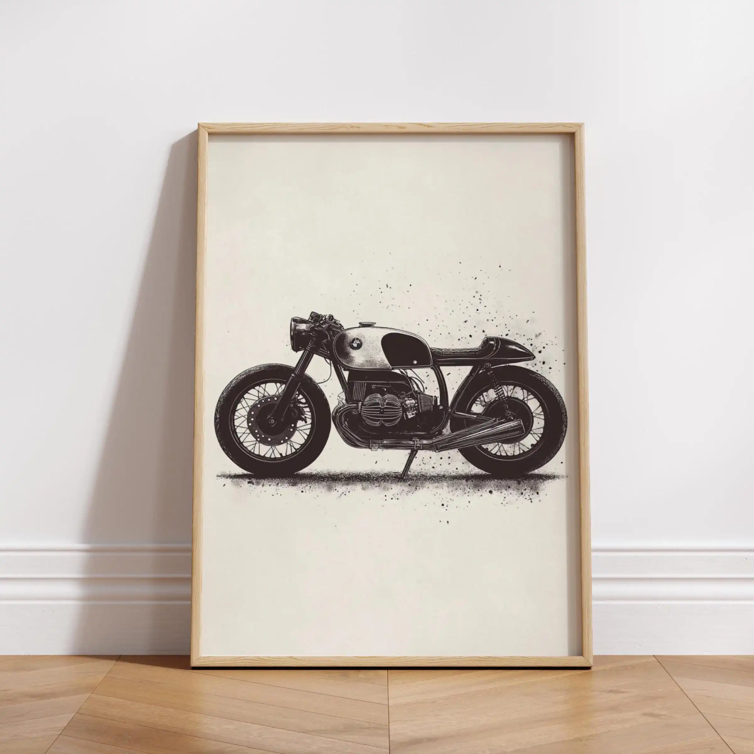 Plakat z motocyklem cafe racer w stylu vintage Czekolada