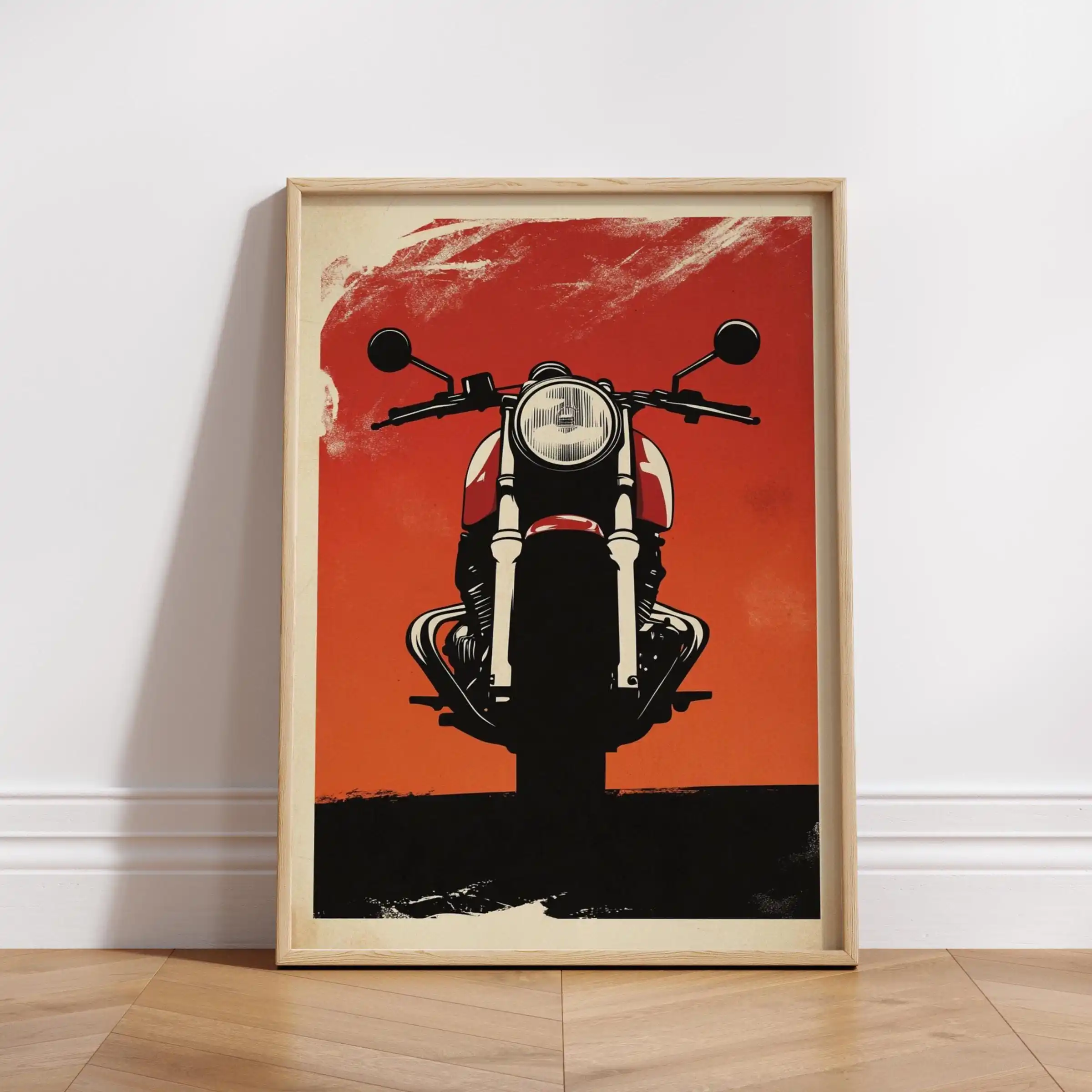Plakat z motocyklem cafe racer w stylu vintage Jasnozielony