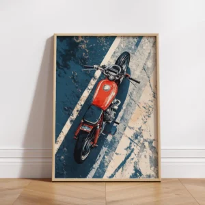 Plakat z motocyklem cafe racer w stylu vintage Jasny