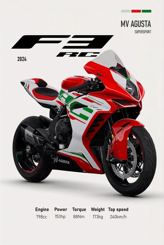 Plakat z luksusowym motocyklem wyścigowym Burgundia