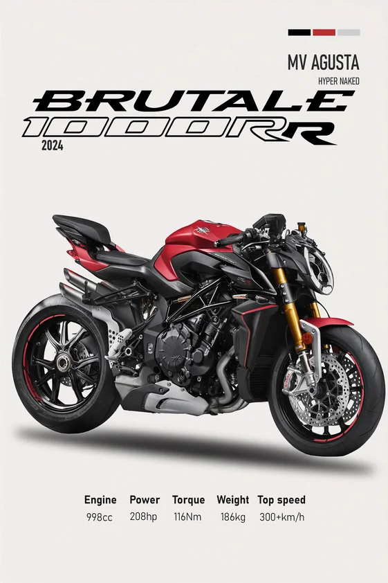 Plakat z luksusowym motocyklem wyścigowym Czarny