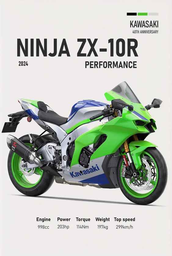 Plakat z luksusowym motocyklem wyścigowym Czerwony