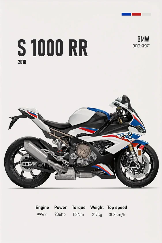 Plakat z luksusowym motocyklem wyścigowym Jasnożółty
