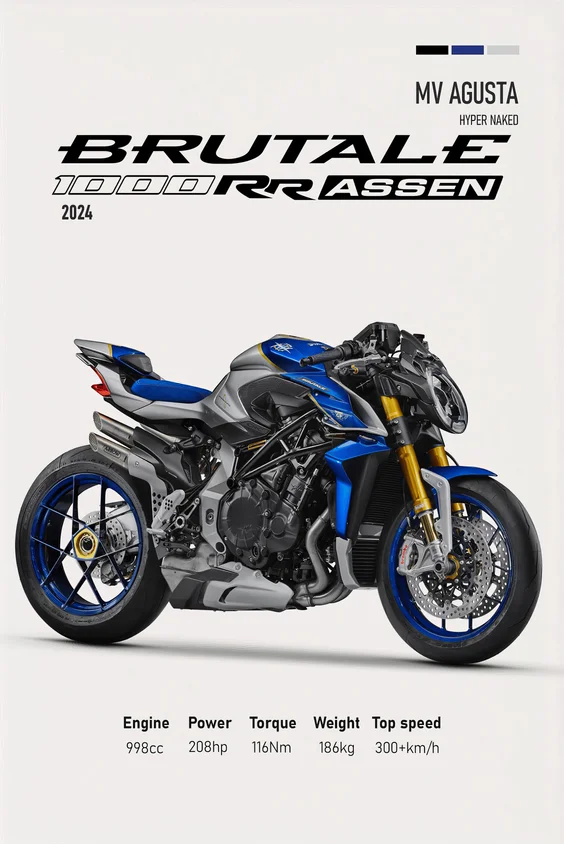 Plakat z luksusowym motocyklem wyścigowym żółty
