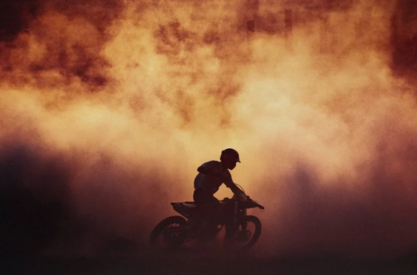 Motocykle cross - plakat sportowy żółty