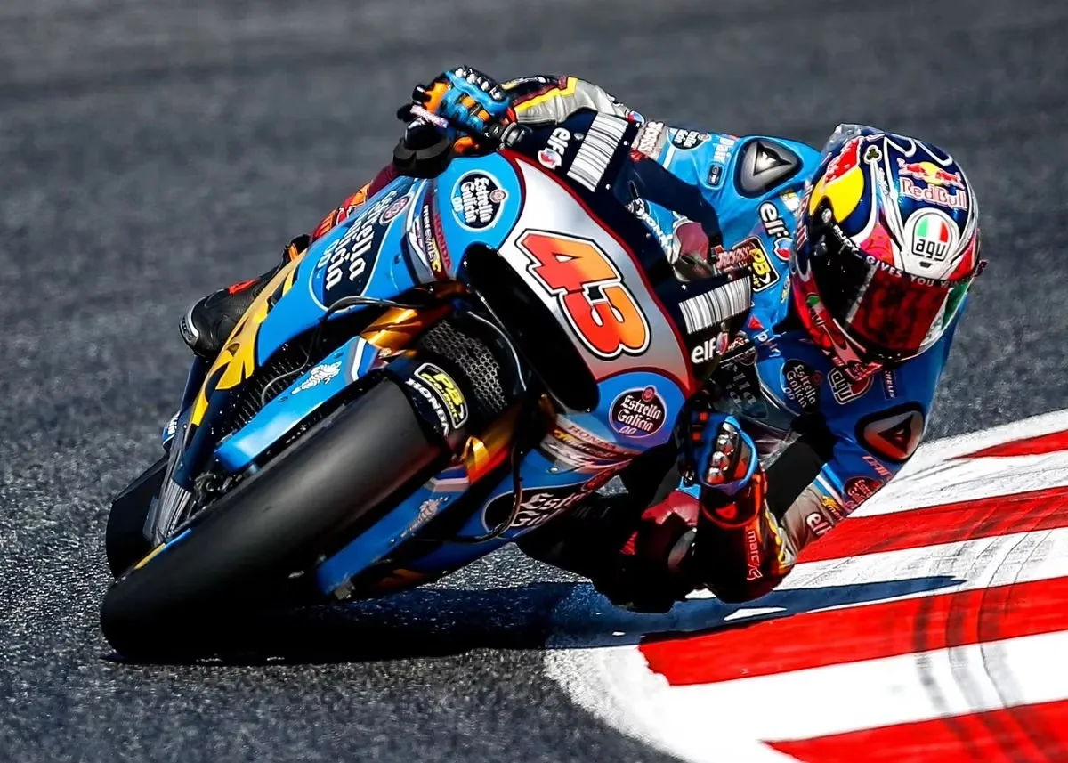 Plakat z wyścigiem MotoGP w klasycznym stylu Pomarańczowy