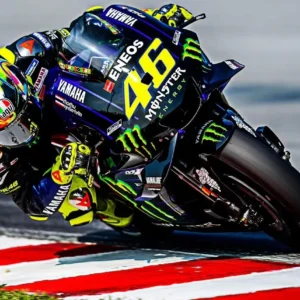 Plakat z wyścigiem MotoGP w klasycznym stylu Zielony