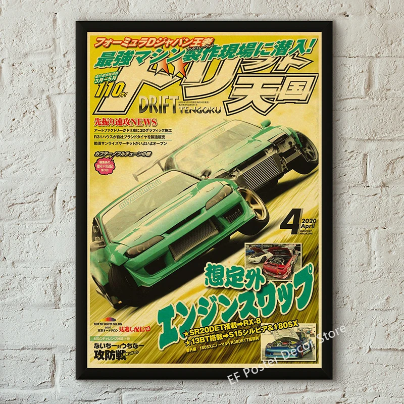 Plakat motoryzacyjny JDM GTR i AE86 w stylu retro Niebieski