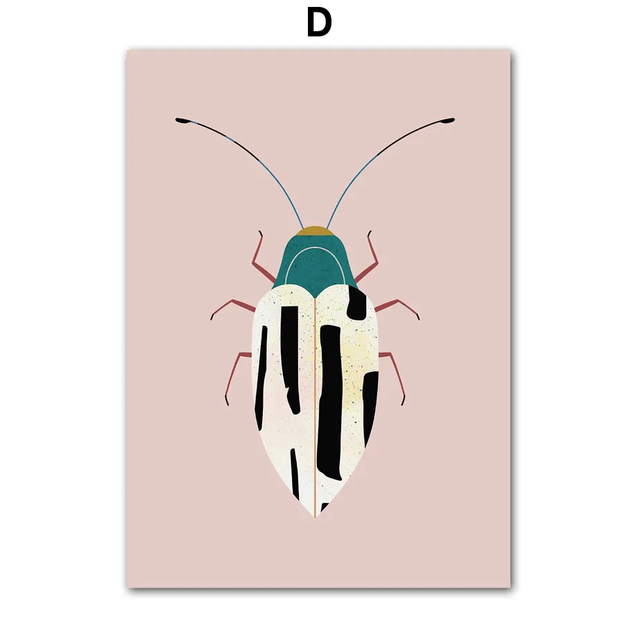Motyle i owady plakat w stylu skandynawskim Burgundia