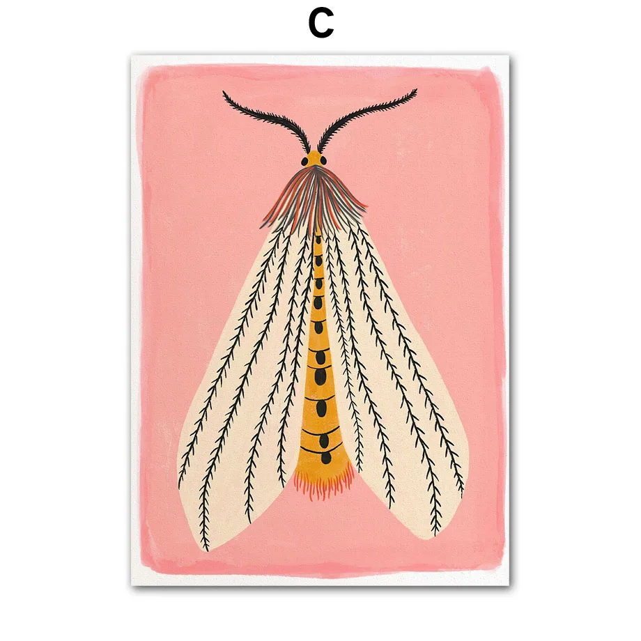 Motyle i owady plakat w stylu skandynawskim Czerwony