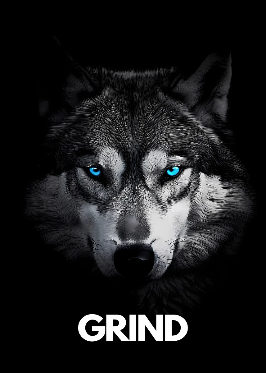 Motywacyjny plakat z lwem i wilkiem Granatowy