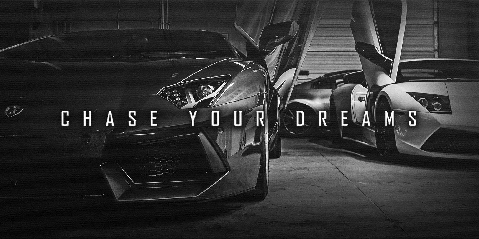 Chase Your Dream - plakat motywacyjny z luksusowym samochodem sportowym Wzór 3