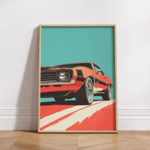 Plakat z klasycznym muscle car Wzór 1