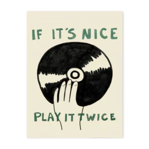 Plakat Play It Twice z gramofonem Czerwony