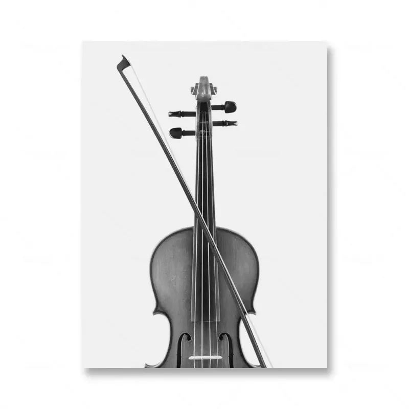 Plakat muzyczny retro z winylem i gitarą czarno-biały 9