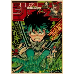 Plakat My Hero Academia - vintage grafika anime Wzór 1