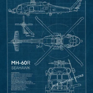Myśliwiec - plakat lotniczy blueprint Fioletowy/фиолетовый