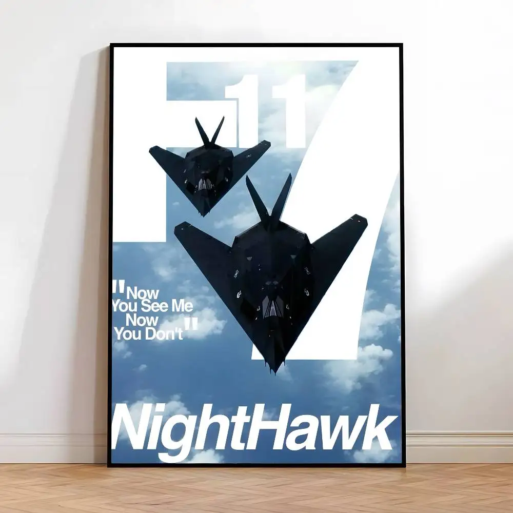 Plakat myśliwiec - nowoczesna dekoracja lotnicza żółty