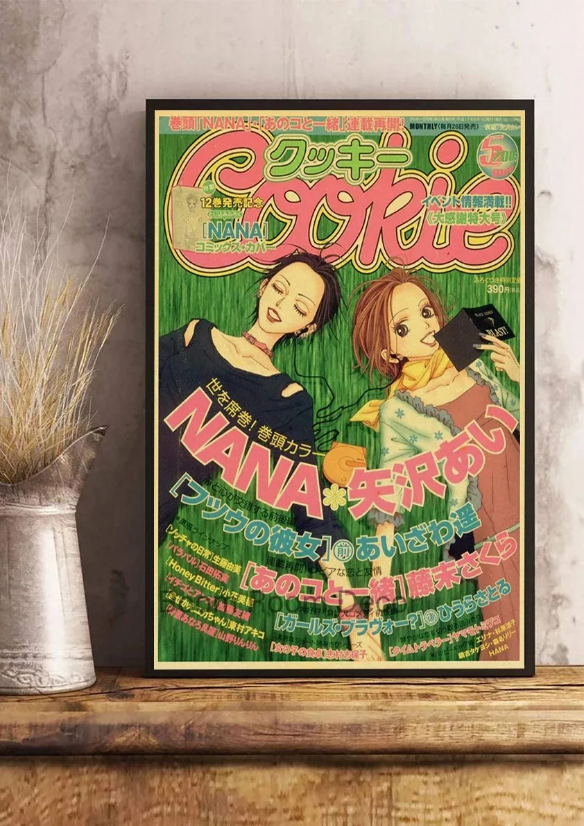 Plakat NANA - anime w stylu retro Burgundia