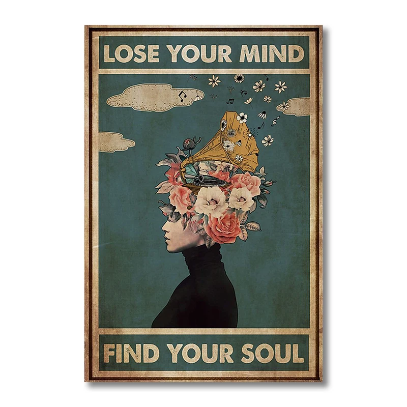 Plakat z napisem Lose Your Mind Find Your Soul Czerwony