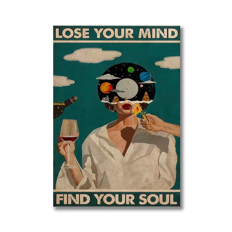 Plakat z napisem Lose Your Mind Find Your Soul Fioletowy