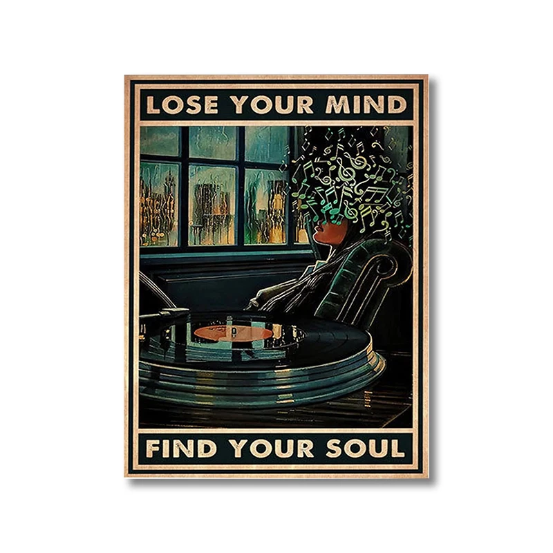 Plakat z napisem Lose Your Mind Find Your Soul Zielony