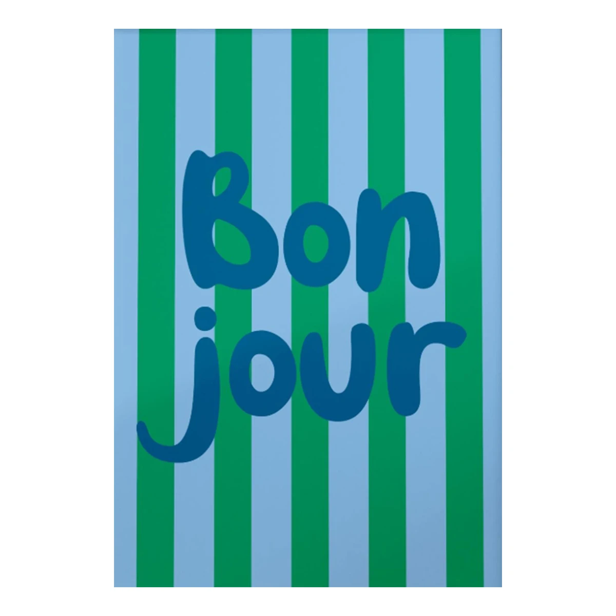 Plakat z napisami Hello Bonjour - kolorowe paski Wzór 1