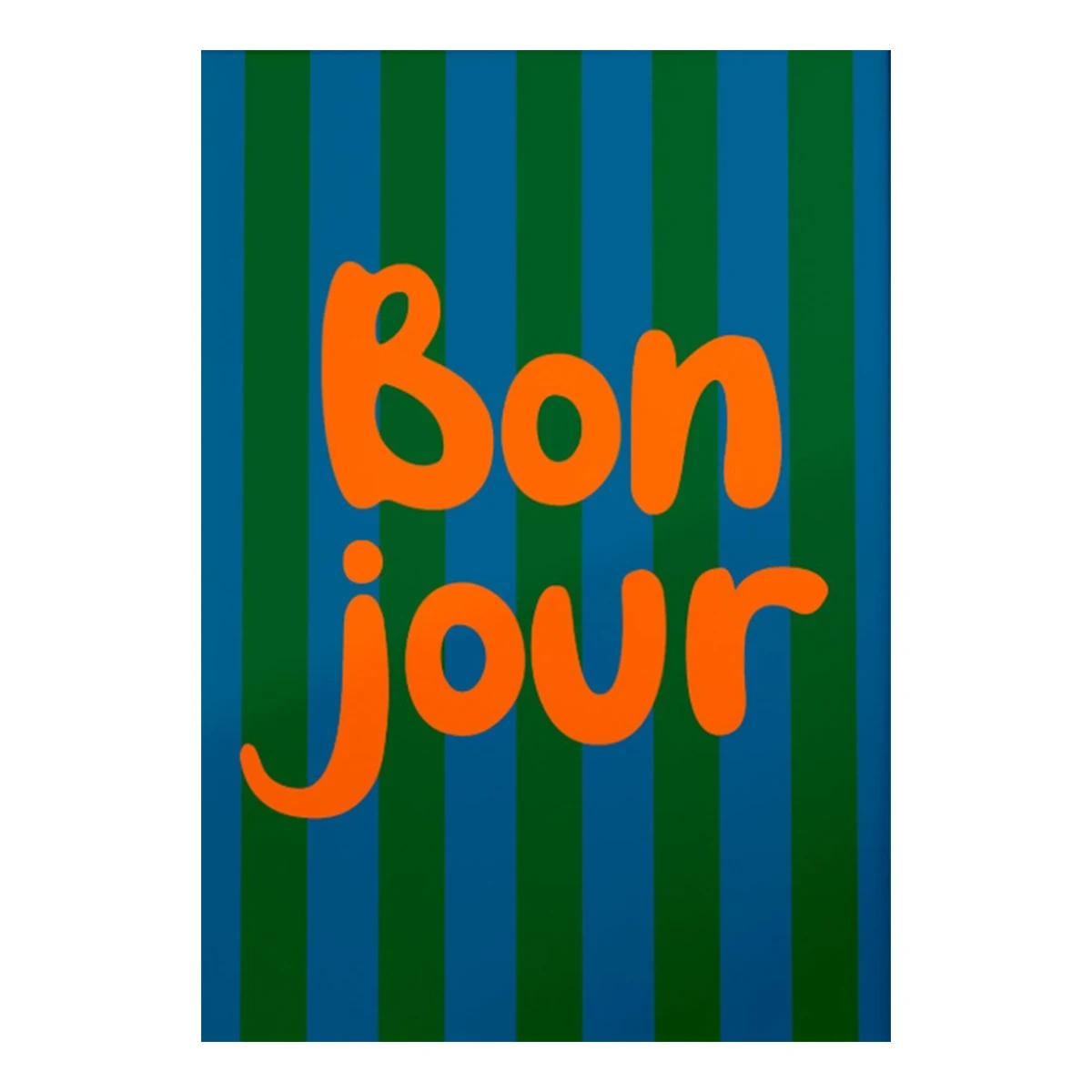 Plakat z napisami Hello Bonjour - kolorowe paski Wzór 2