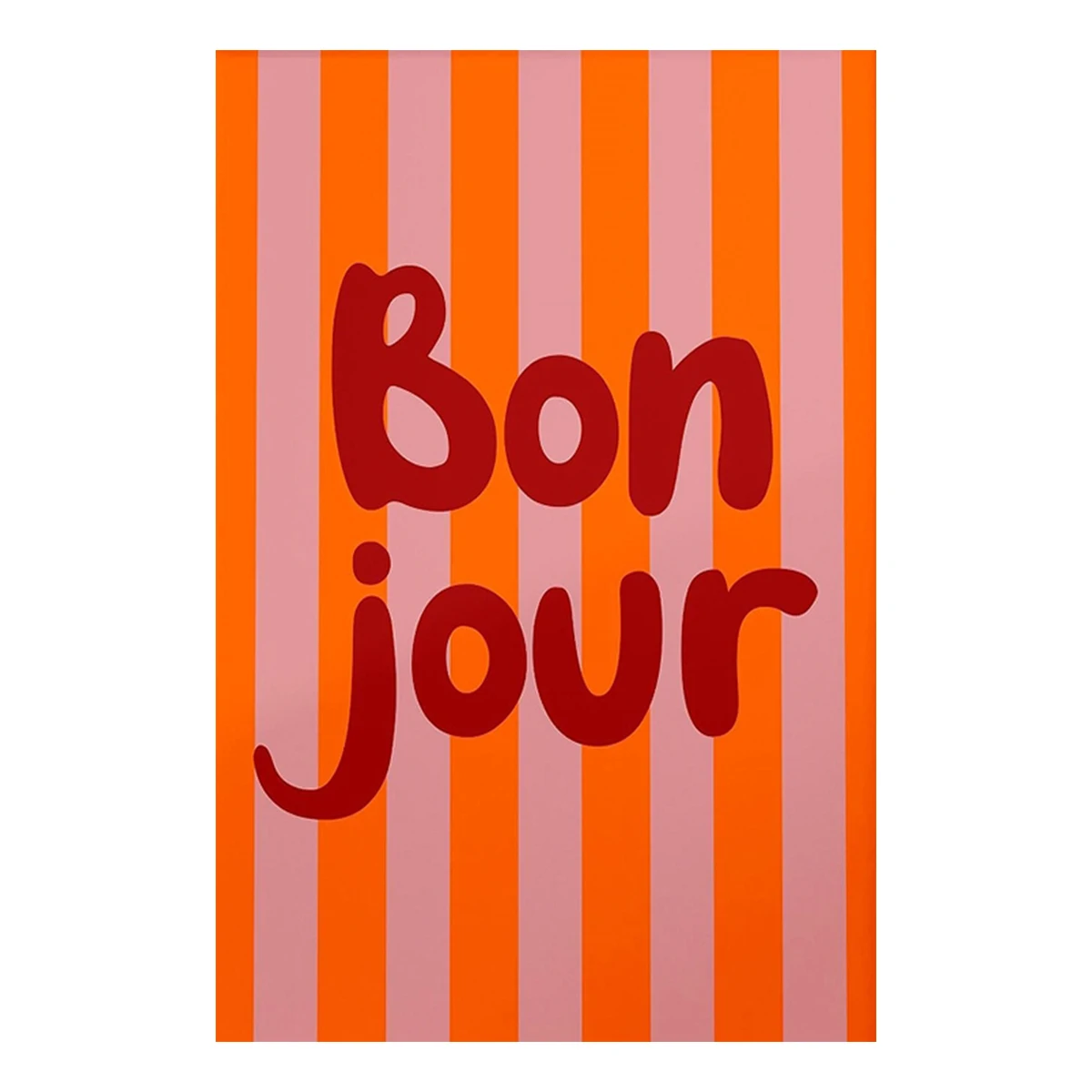 Plakat z napisami Hello Bonjour - kolorowe paski Wzór 3