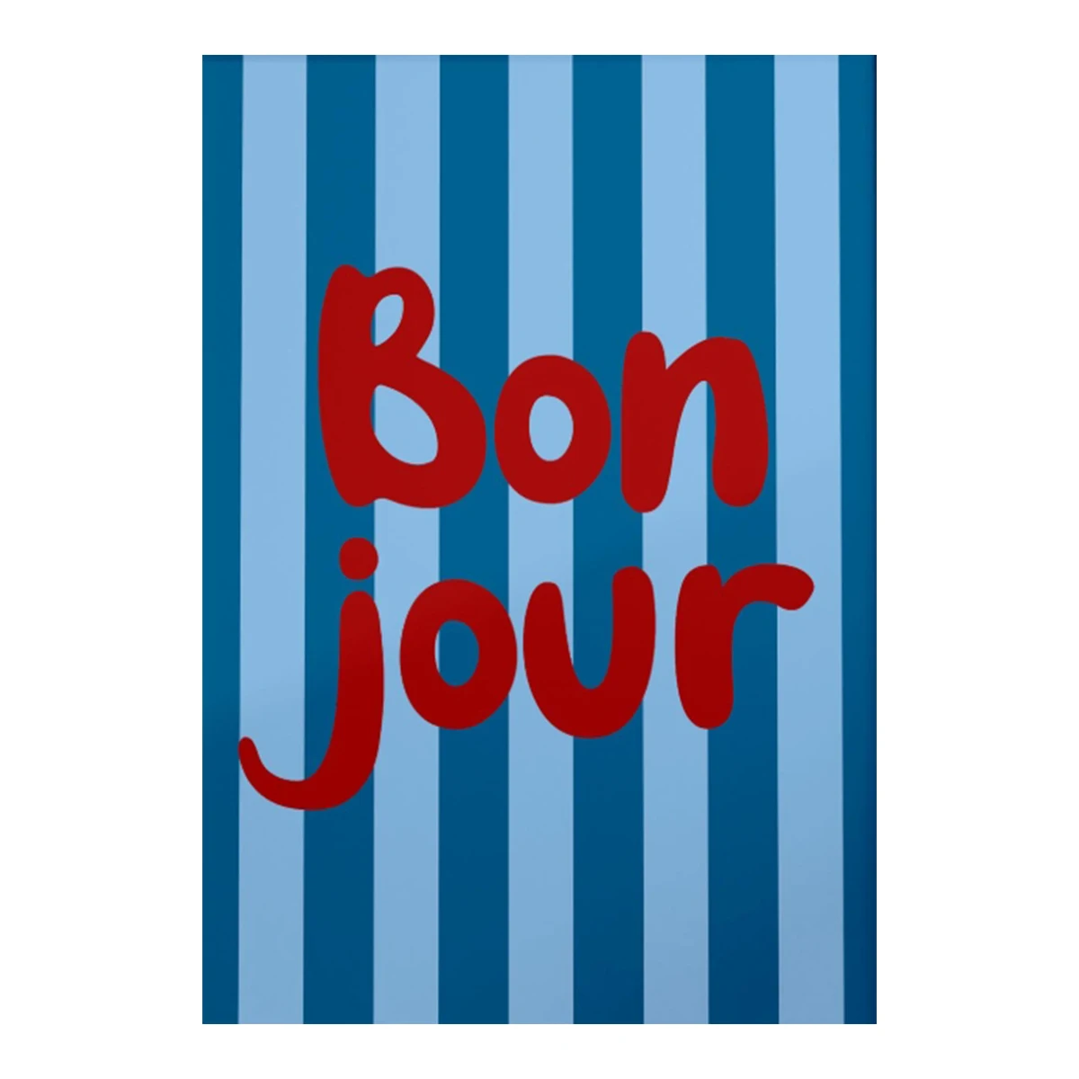 Plakat z napisami Hello Bonjour - kolorowe paski Wzór 5