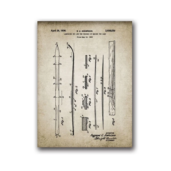 Plakat Narciarski Vintage Retro Wzór 2