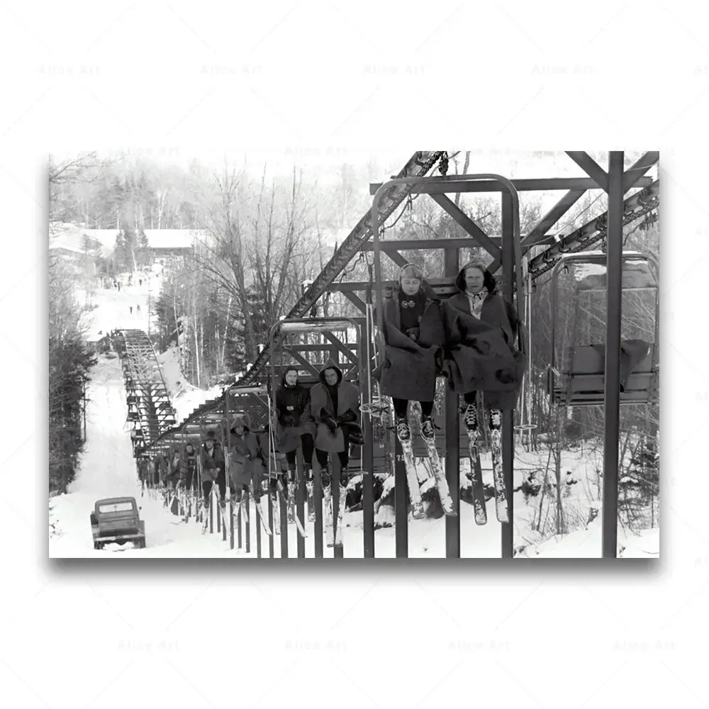 Vintage plakat narciarski Granatowy