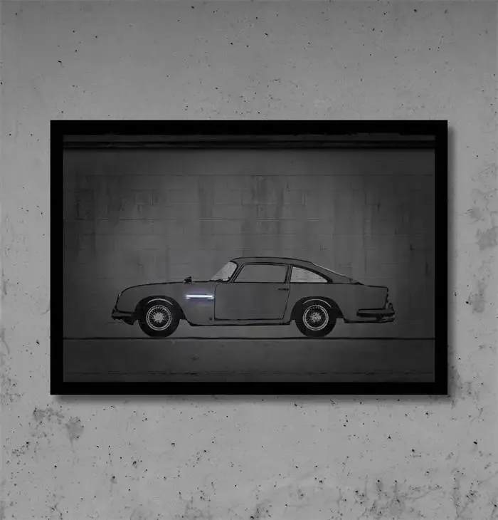 Plakat neonowe auto Powrót do przyszłości Biały