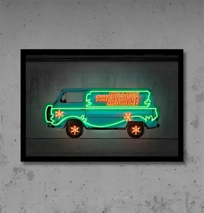 Plakat neonowe auto Powrót do przyszłości Czarny