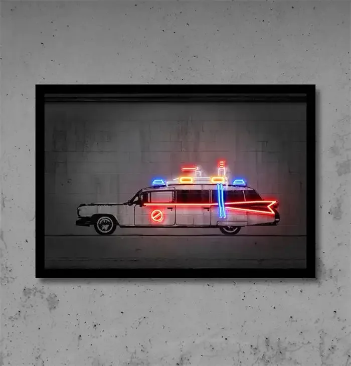 Plakat neonowe auto Powrót do przyszłości Czerwony
