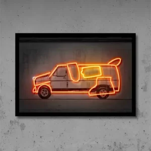 Plakat neonowe auto Powrót do przyszłości Granatowy