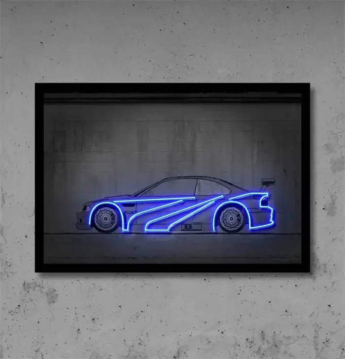 Plakat neonowe auto Powrót do przyszłości Pomarańczowy