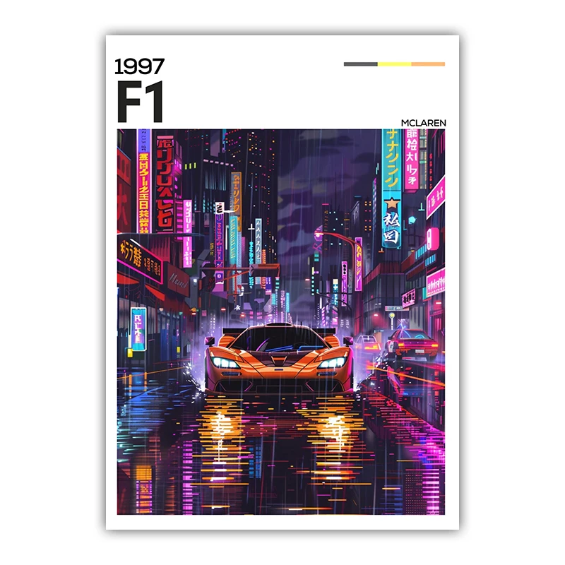 Plakat neonowy samochód sportowy street cars Fioletowy/фиолетовый