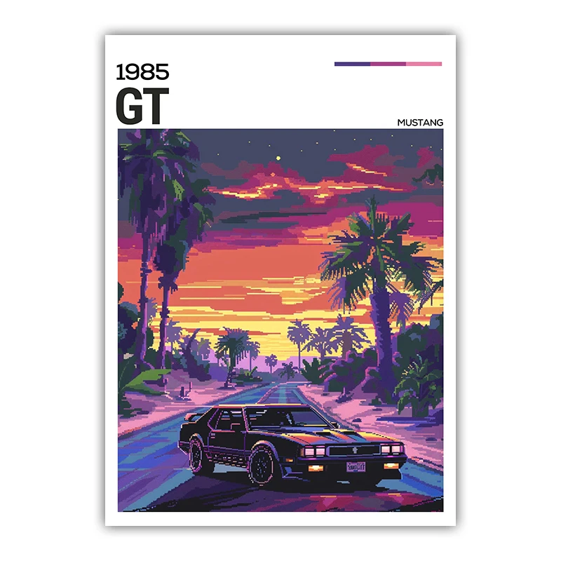 Plakat neonowy samochód sportowy street cars Jasnożółty