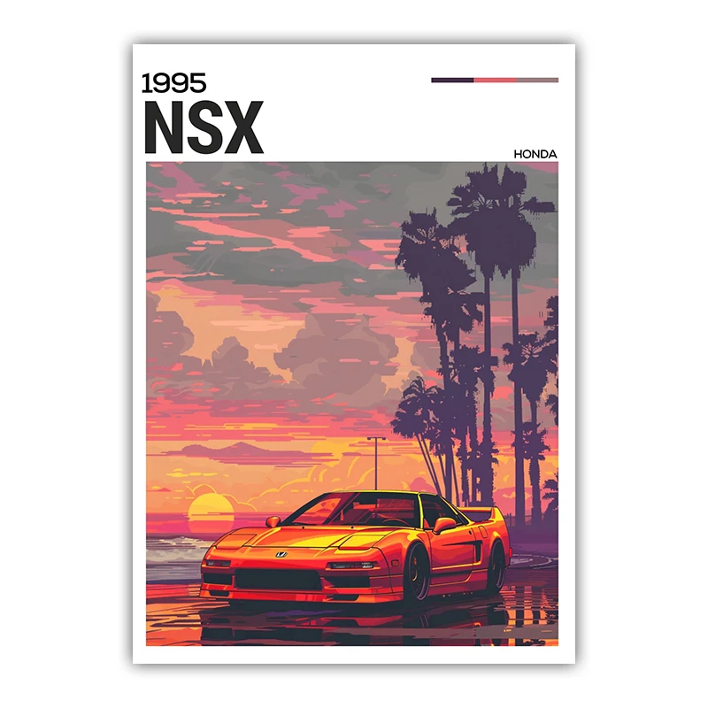 Plakat neonowy samochód sportowy street cars Jasny